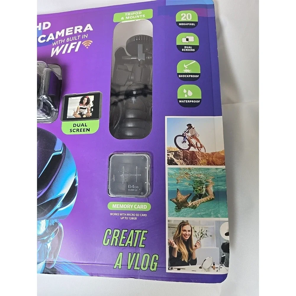 Vivitar 4K Ultra HD Action Camera Kit with Built-in WiFi NEW Sealed